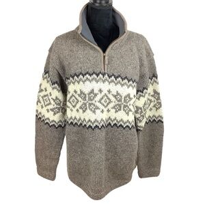 PACHAMAMA COWICHAN UNISEX HANDKNIT WOOL OVERSIZED SWEATER L/XL